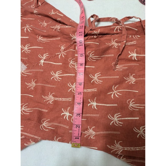 Marine Layer Hemp Burnt Orange Short Sleeve Palm Tree Midi Wrap Dress Small - Picture 12 of 14